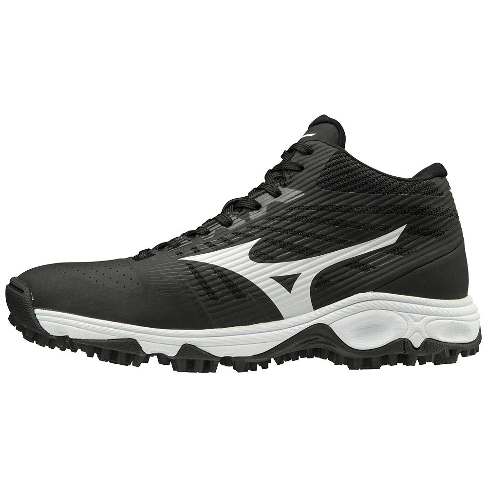 Mens Mizuno Ambition All Surface Mid Turf Baseball Shoes Black/White Philippines (EMRHYV214)